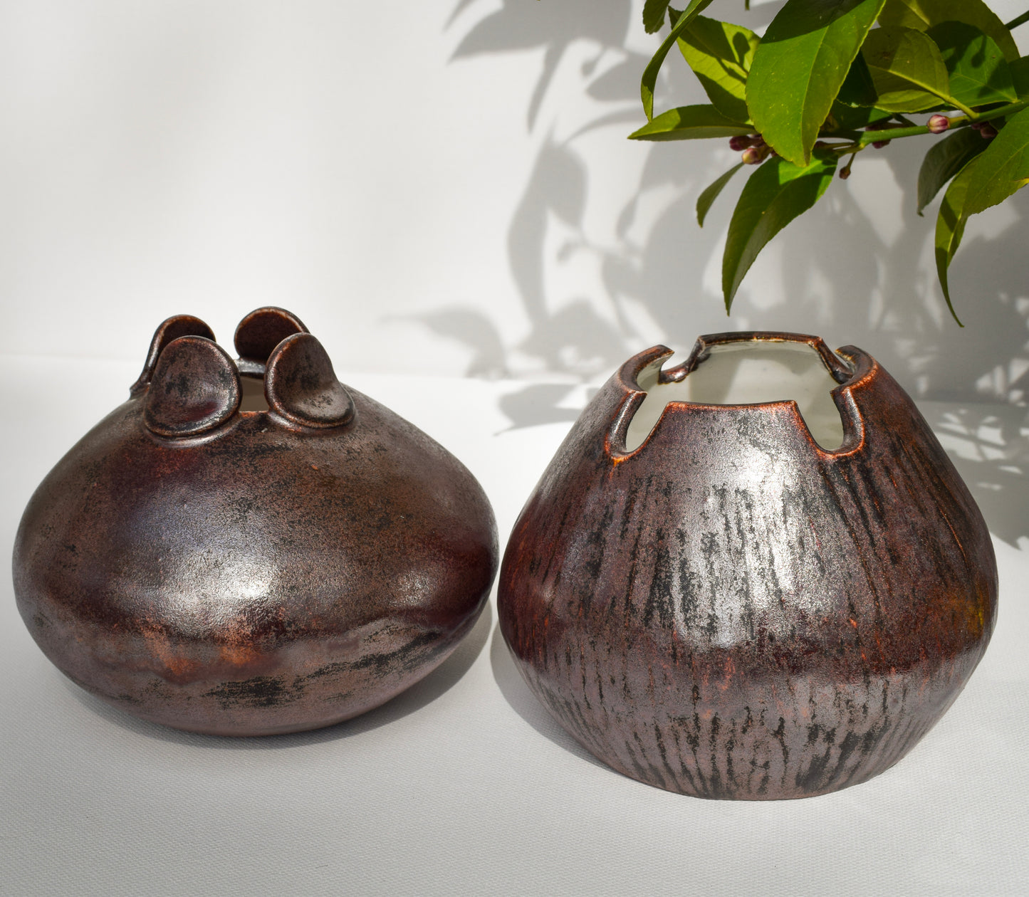 Small Copper Patina Vase Set