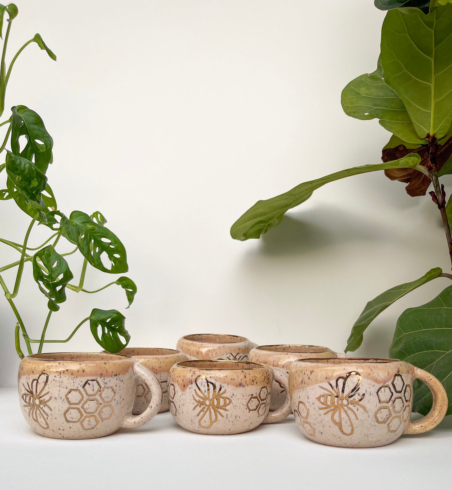 Gold Bee Mugs Set of 6