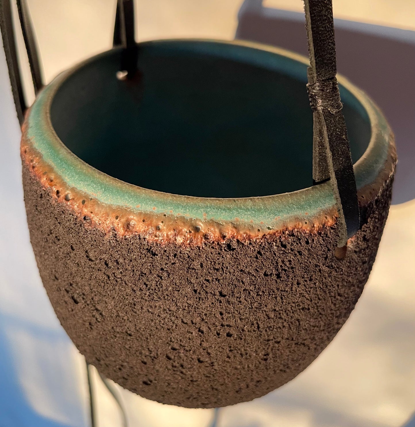 Dark Textured Magma Hanging Planter