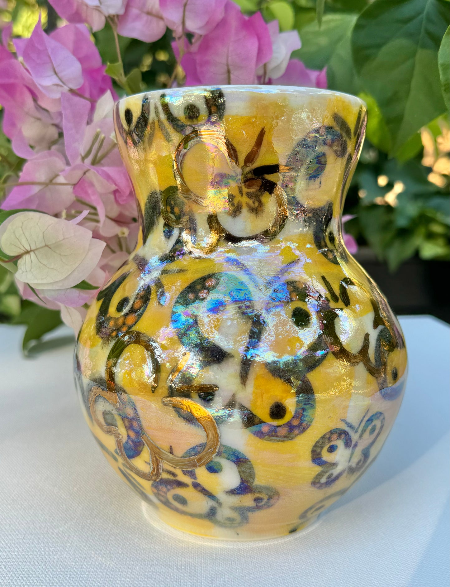 Yellow Porcelain Butterfly Vase