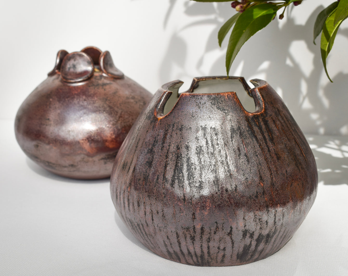 Small Copper Patina Vase Set