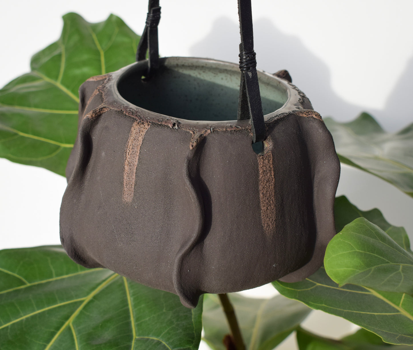 Wavy Black Hanging Planter Medium