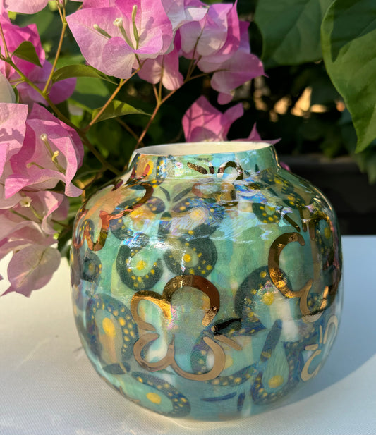 Green Butterfly Porcelain Vase